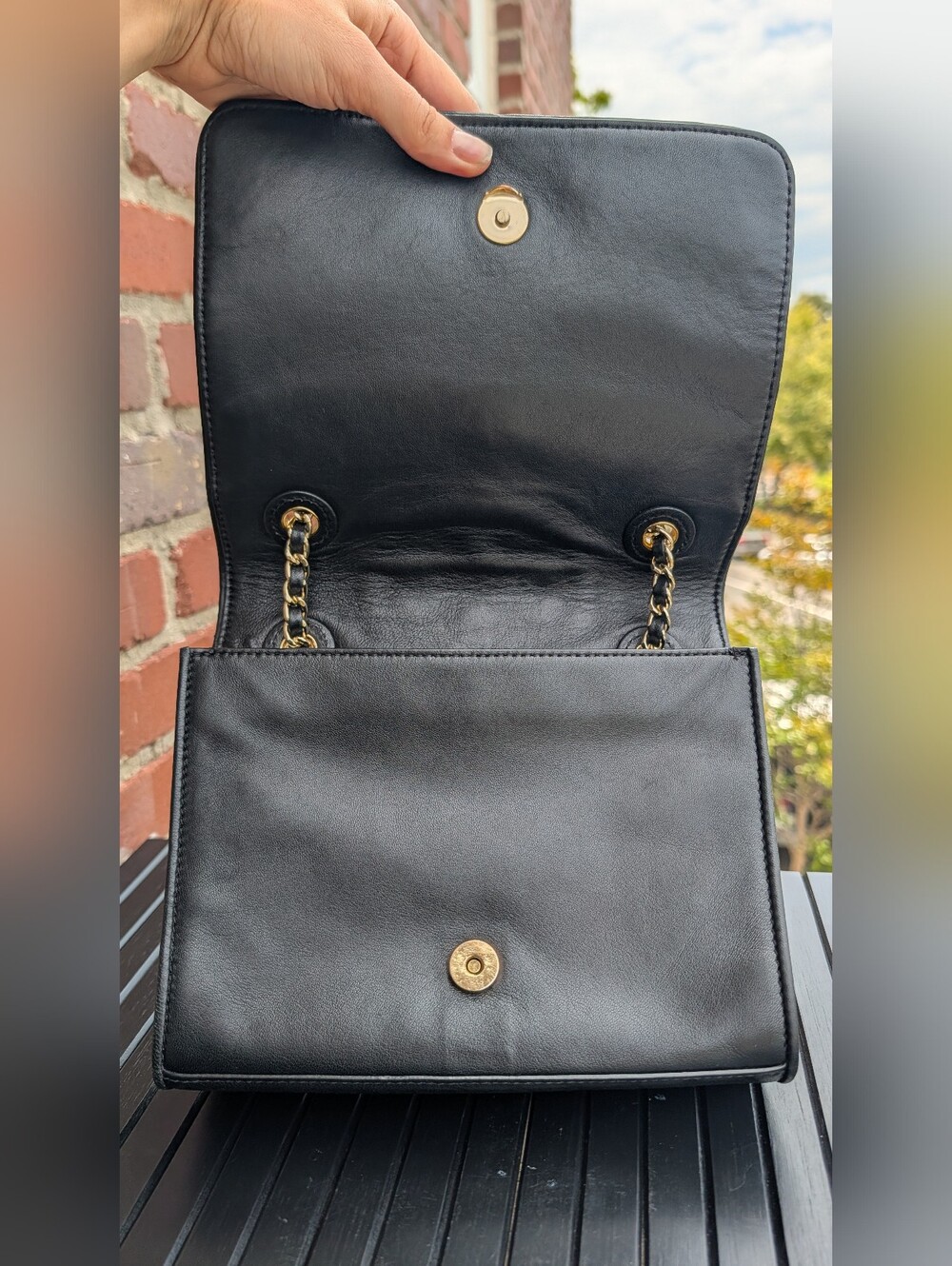 Tory Burch Fleming Quilted Leather Convertible Shoulder Bag Black Gold - Picture 3 of 12